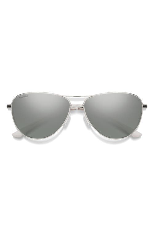 Langley 60mm ChromaPop Polarized Aviator Sunglasses in Silver /Platinum Mirror
