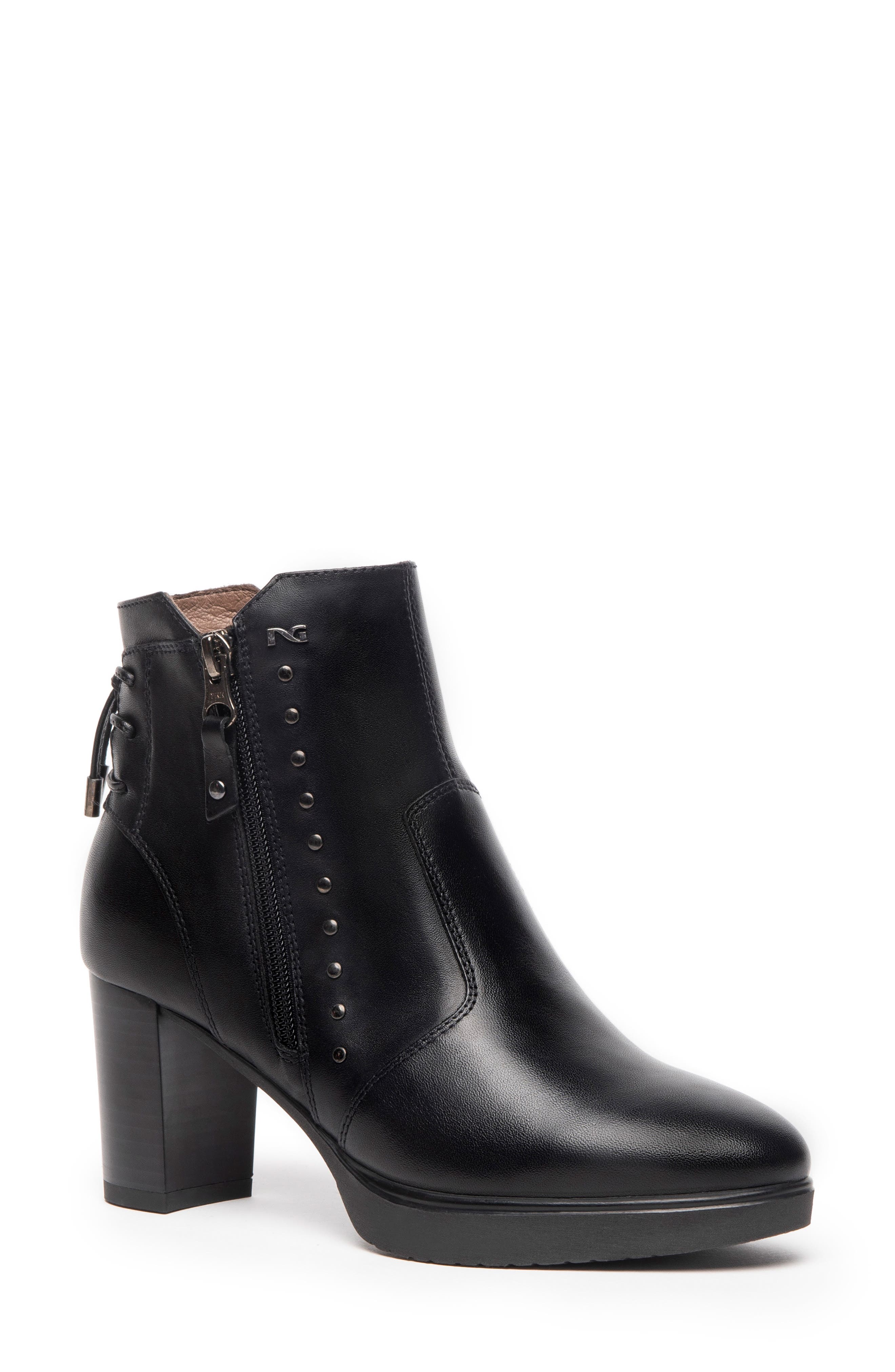 black real leather booties