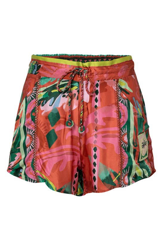 Maaji Flame Palms Blissful Cover-up Shorts In Red