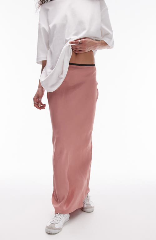 Topshop Bias Cut Satin Midi Skirt Pink at Nordstrom, Us