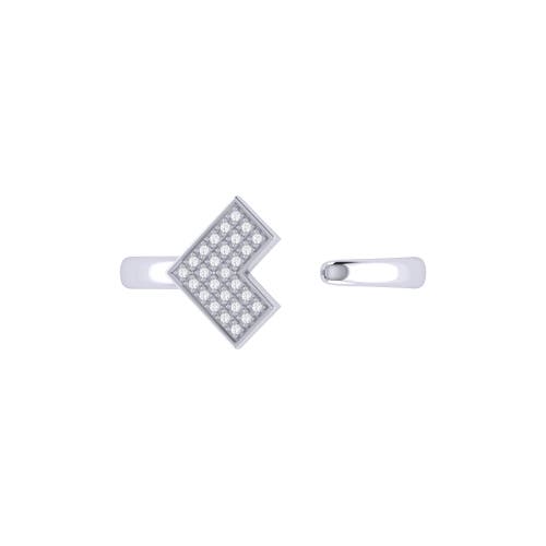 Luvmyjewelry One Way Arrow Sterling Silver Diamond Open Ring In Silver