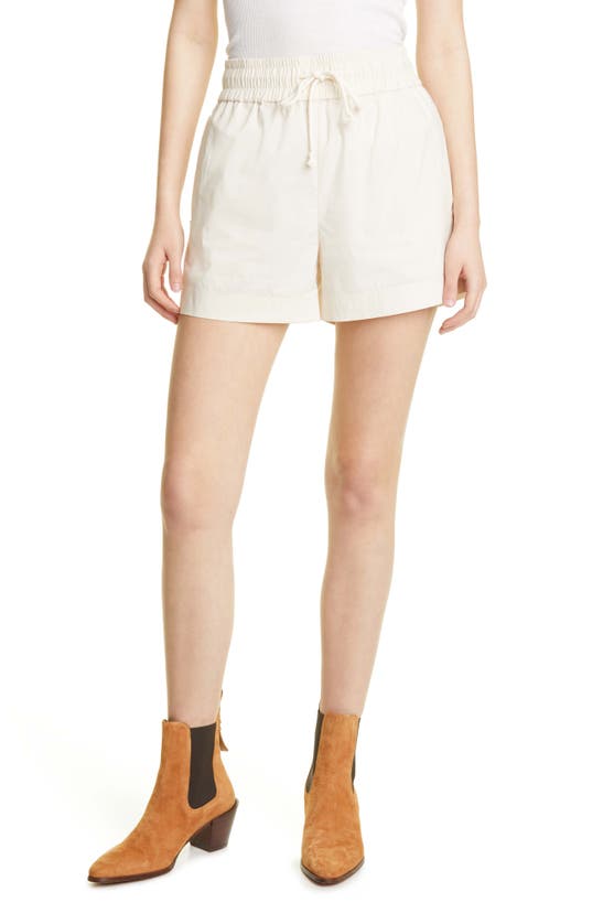 Frame Cotton High-waist Drawstring Shorts In Flax