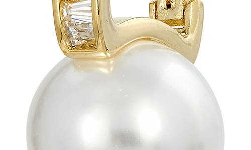Savvy Cie Jewels Cz & Faux Pearl Drop Earrings In Yellow