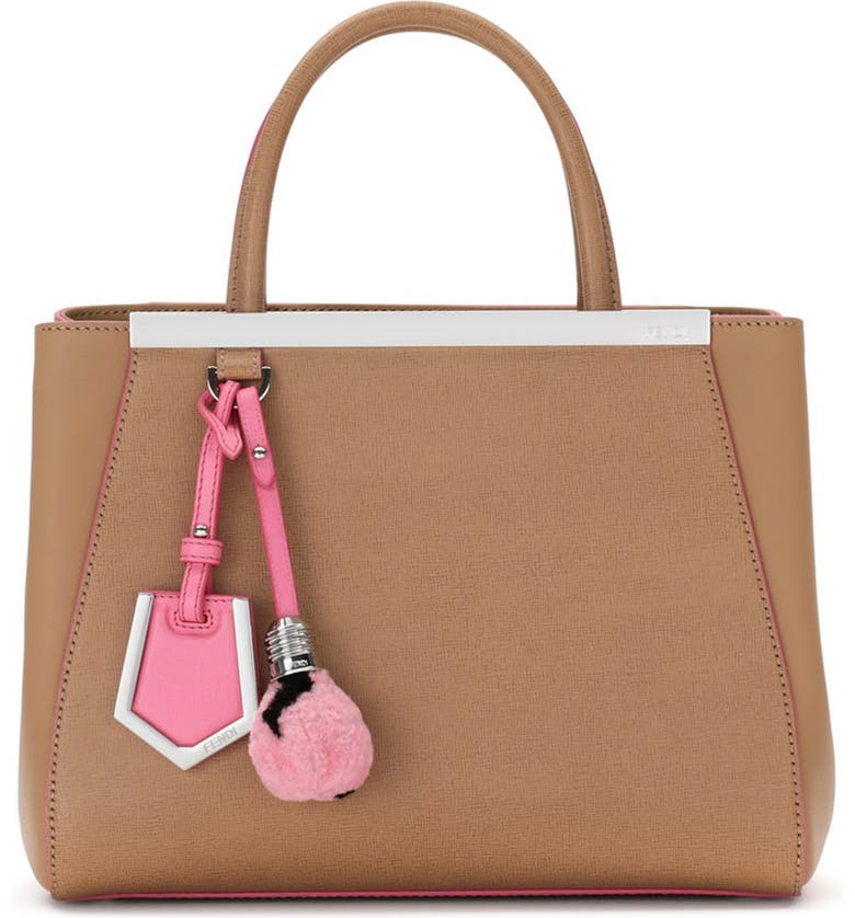 Fendi 'Petite 2Jours' Leather Shopper & Genuine Shearling Light Bulb ...