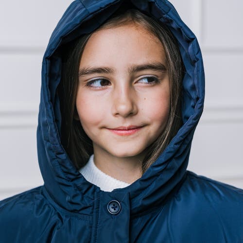 Shop Hope & Henry Girls' Hooded Puffer Vest, Kids In Navy