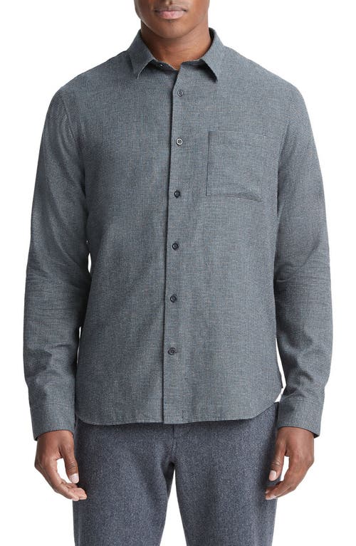 Vince Mendocino Houndstooth Long Sleeve Button-up Shirt In Gray