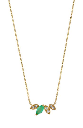 Bony Levy El Mar Diamond & Emerald Pendant Necklace In 18k Yellow Gold