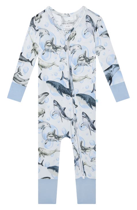 Sharkly Fitted Convertible Footie Pajamas (Baby)