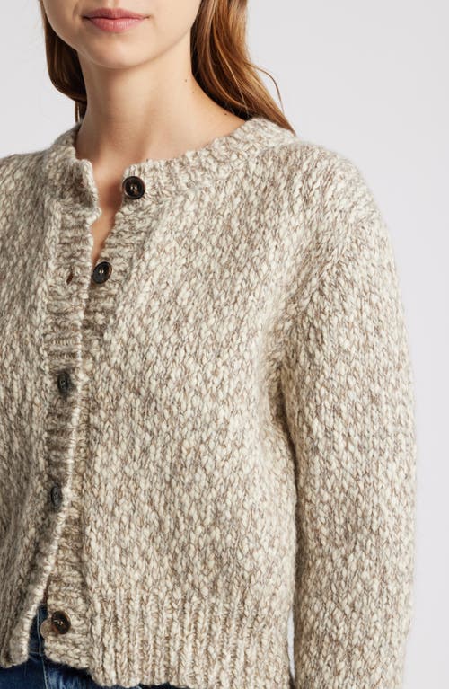 Shop Frame Marl Wool Blend Cardigan Sweater In Cream Multi