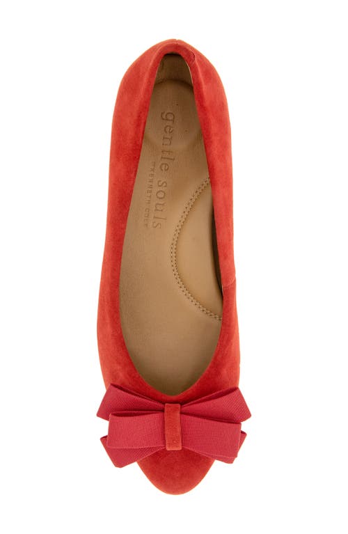 Gentle Souls By Kenneth Cole Abigail Bow Pump In Red Suede