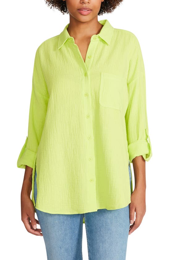 Steve Madden Gauze Button-up Shirt In Bright Green