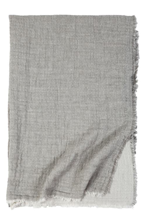 Pom Pom At Home Hermosa Oversized Cotton & Linen Throw Blanket In Light Grey/cream