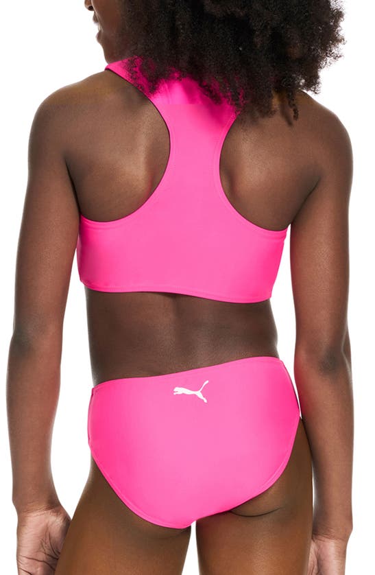 Shop Puma Kids' Racerback 2-piece Swimsuit In Neon Pink
