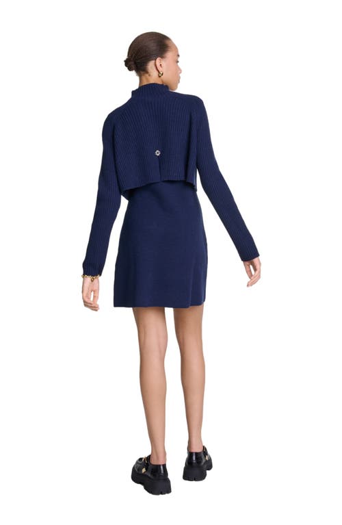 Shop Maje Knit 2-in-1 Short Dress In Navy