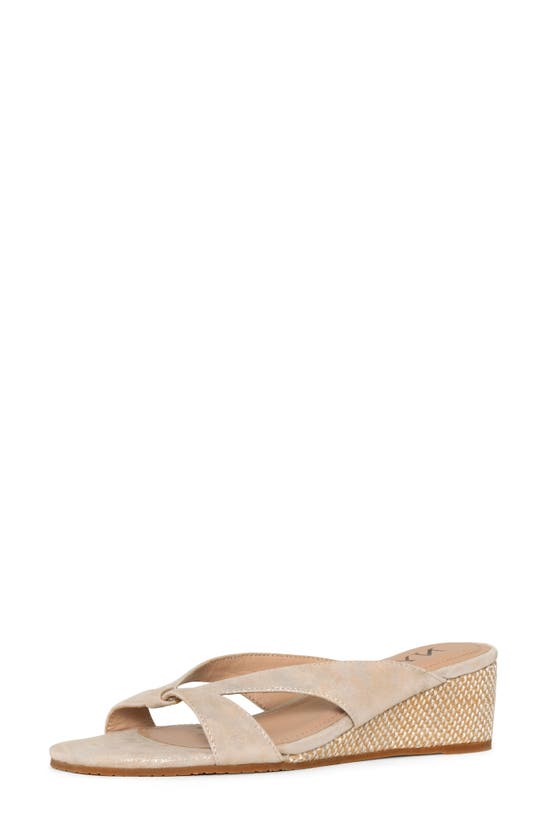 Shop Nydj Contessa Wedge Slide Sandal In Sand Light Gold