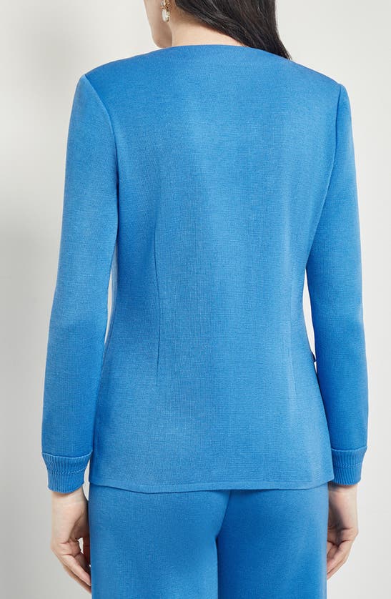 Shop Misook Knit Jacket In Adriatic Blue