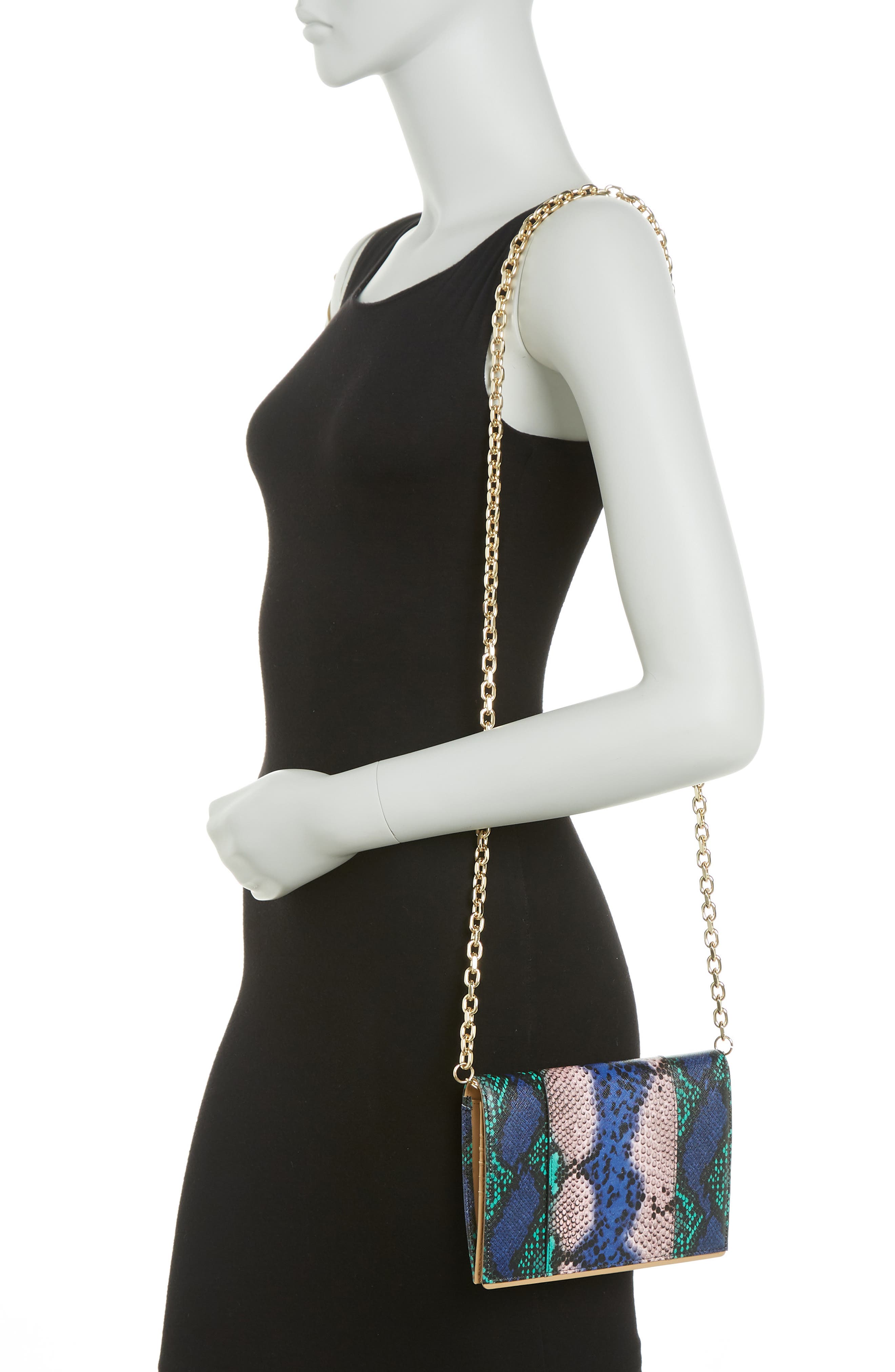 14th & Union Patta Chain Leather Crossbody Bag In Pink Zephyr Snake