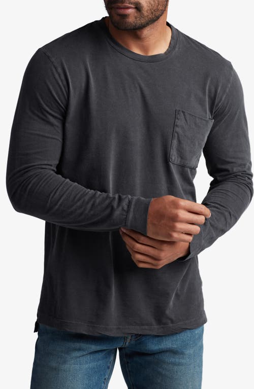 Asher Long Sleeve Cotton Pocket T-Shirt in Faded Black