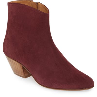 Isabel Marant Dacken Stacked Heel Bootie, Red