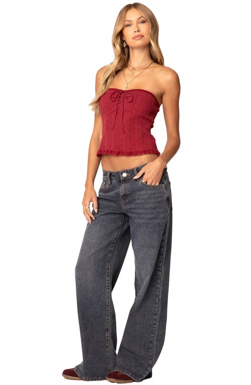 Shop Edikted Lacey Tube Top In Burgundy