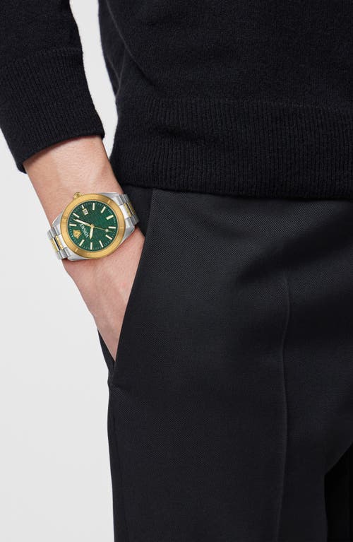 Shop Versace V-dome Bracelet Watch, 42mm In Ip Two Tone Green