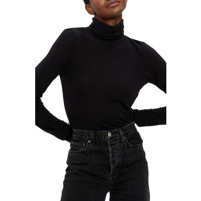 Michael Stars Jojo Side Ruched Turtleneck Sweater, Black