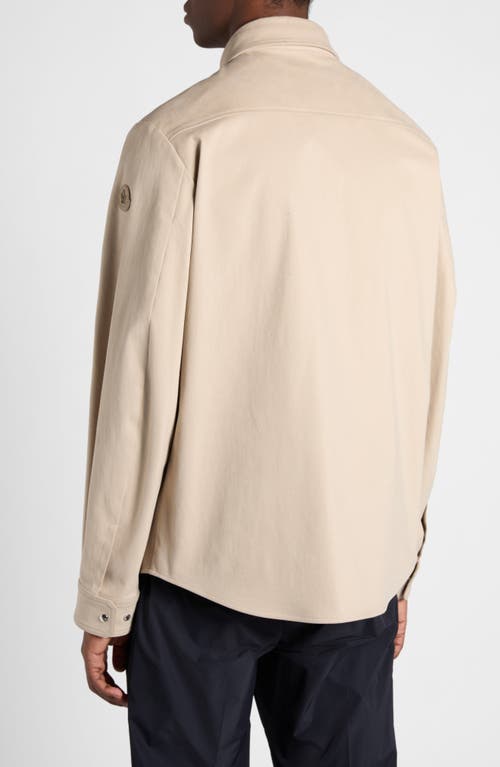 Shop Moncler Stretch Cotton Overshirt In Beige