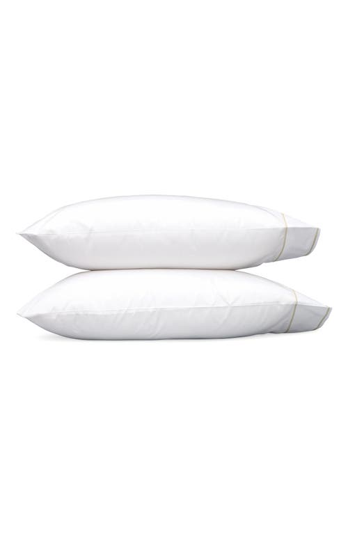 Matouk Ansonia Percale Standard Pillowcase, Pair In White/almond