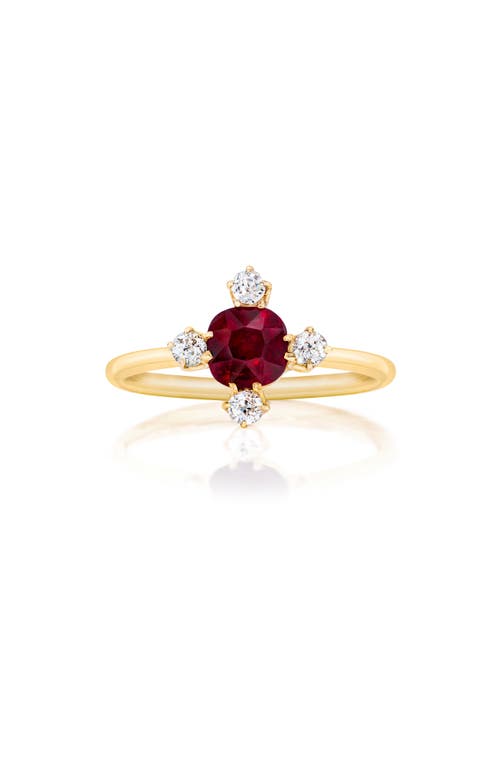 Reconceived Queen's Pigeon Blood Ruby & Diamond Ring in Yellow Gold/Diamond/Ruby