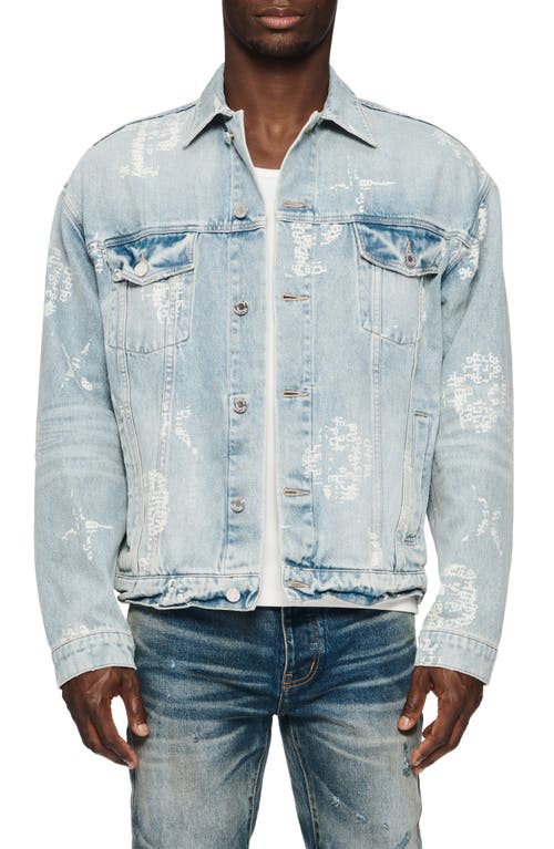 PURPLE BRAND Monogram Oversize Trucker Jacket Light Indigo at Nordstrom,