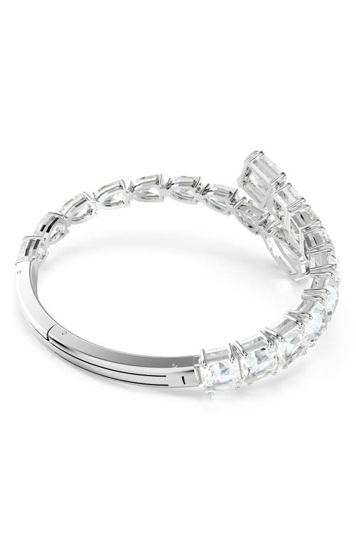 Swarovski Matrix Crystal Hinged Bangle In White/silver