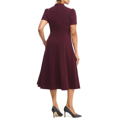 Maggy London Tie Neck A-Line Midi Dress, Red