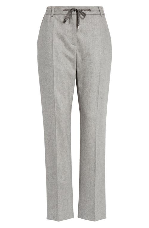Eleventy Drawstring Stretch Virgin Wool & Cashmere Straight Leg Pants In Grey