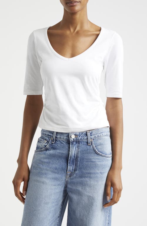 Shop Atm Anthony Thomas Melillo Ruched Stretch Pima Cotton Top In White