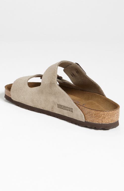 Shop Birkenstock Arizona Soft Slide Sandal In Taupe Suede