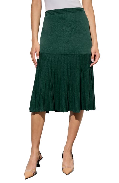 Shop Ming Wang Soft Mixed Media Trumpet Skirt In Forest Verid