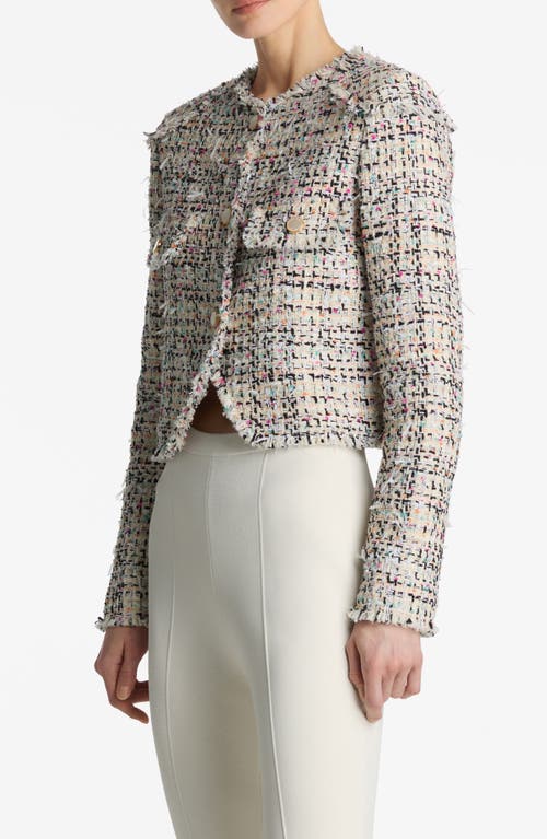 St John Multicolor Eyelash Tweed Jacket In Ecru Multi