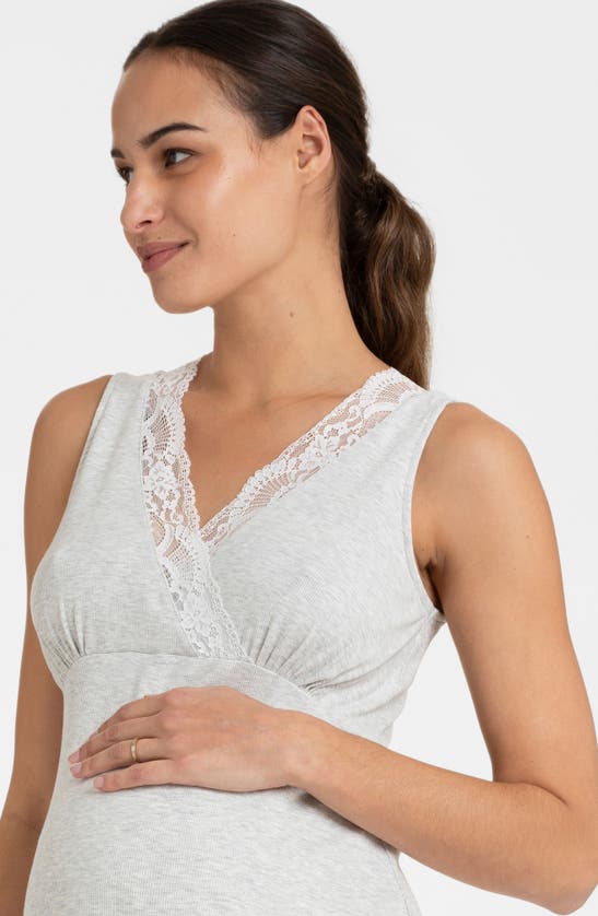 Shop Seraphine Sleeveless Maternity Nightgown In Grey Marl