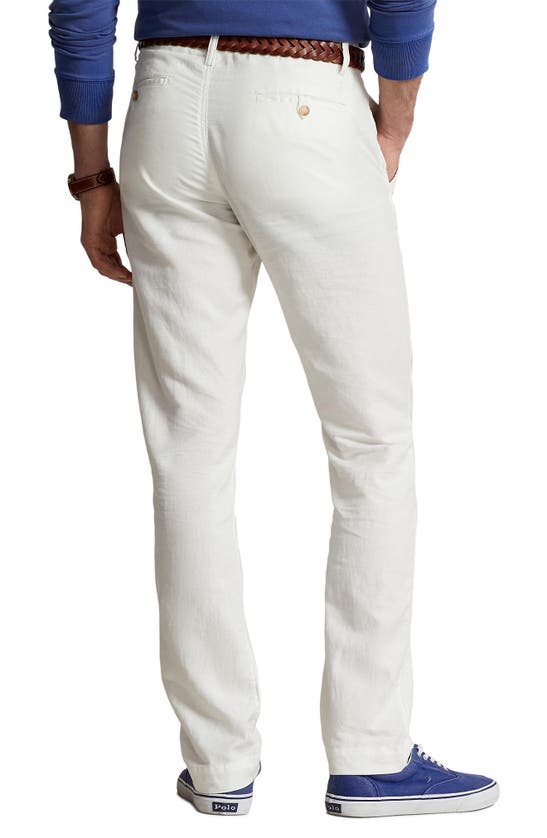 Shop Polo Ralph Lauren Flat Front Linen & Cotton Pants In Deckwash White