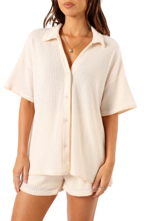 Petal & Pup Bobby Knit Button-Up Shirt & Shorts Set in Light Beige 
