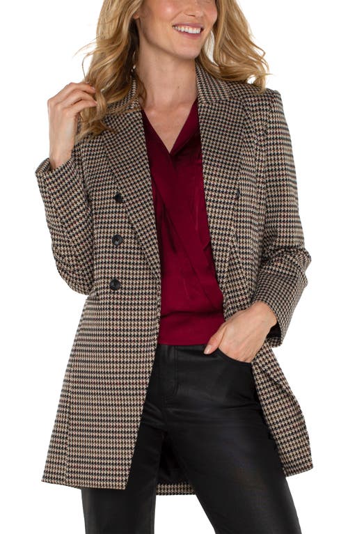 Shop Liverpool Houndstooth Double Breasted Coat In Black Tan Houndstooth