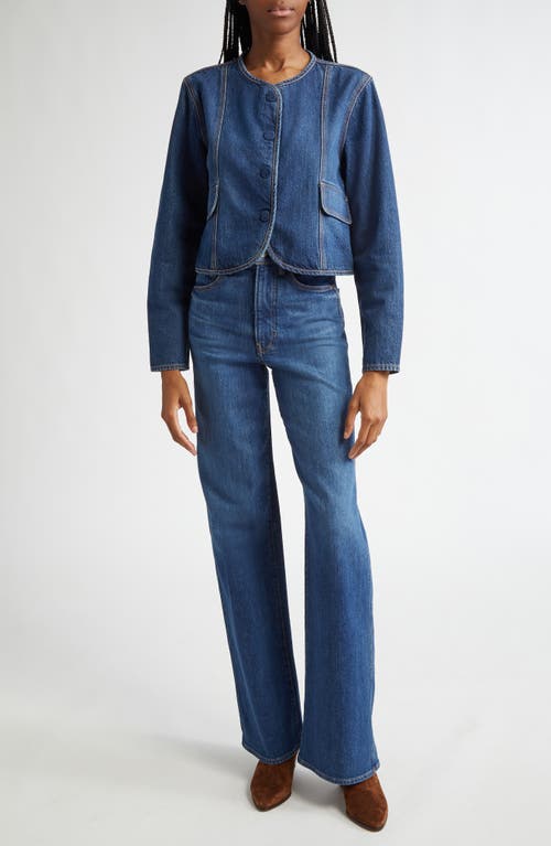 Shop Veronica Beard Taylor Belted High Waist Wide Leg Jeans In Dusted Oxford