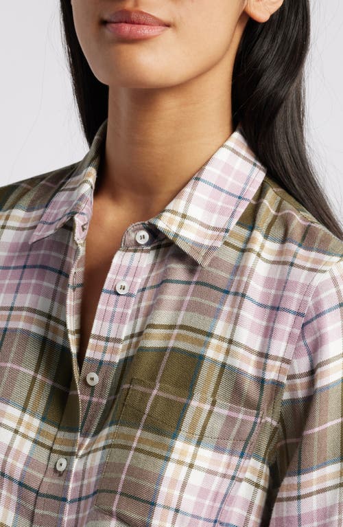 Shop Caslonr Caslon(r) Plaid Flannel Button-up Shirt In Olive- Purple Adley Plaid