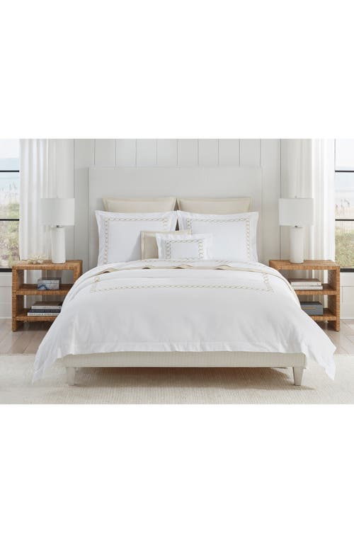 Sferra Catena Cotton Percale Euro Pillow Sham In White/ Sand