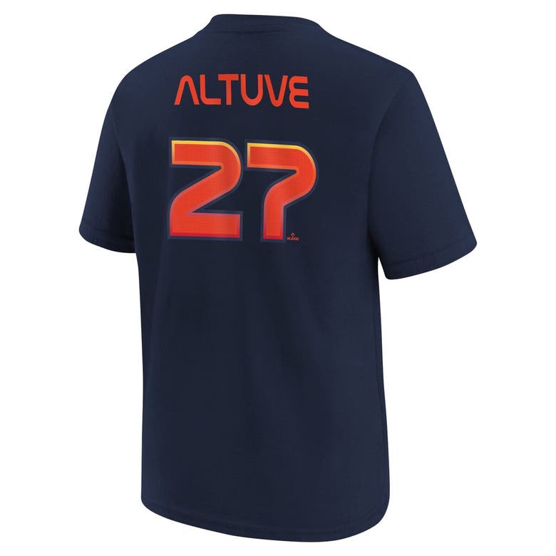 Shop Nike Youth  Jose Altuve Navy Houston Astros Fuse City Connect Name & Number T-shirt