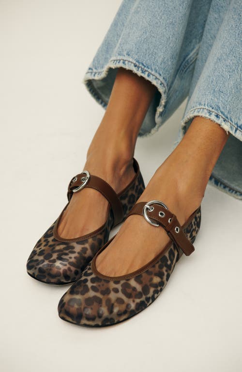 Shop Reformation Bethany Mary Jane Ballet Flat In Leopard Mesh