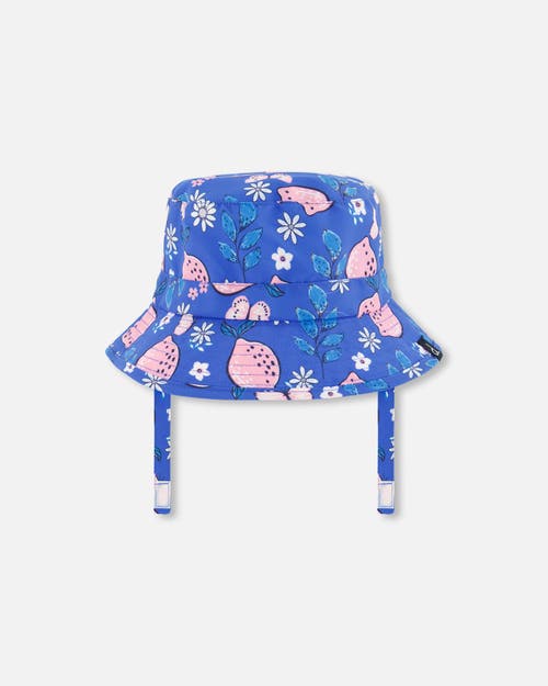 Deux Par Deux Baby Girl's Beach Hat Royal Blue Printed Pink Lemon at Nordstrom