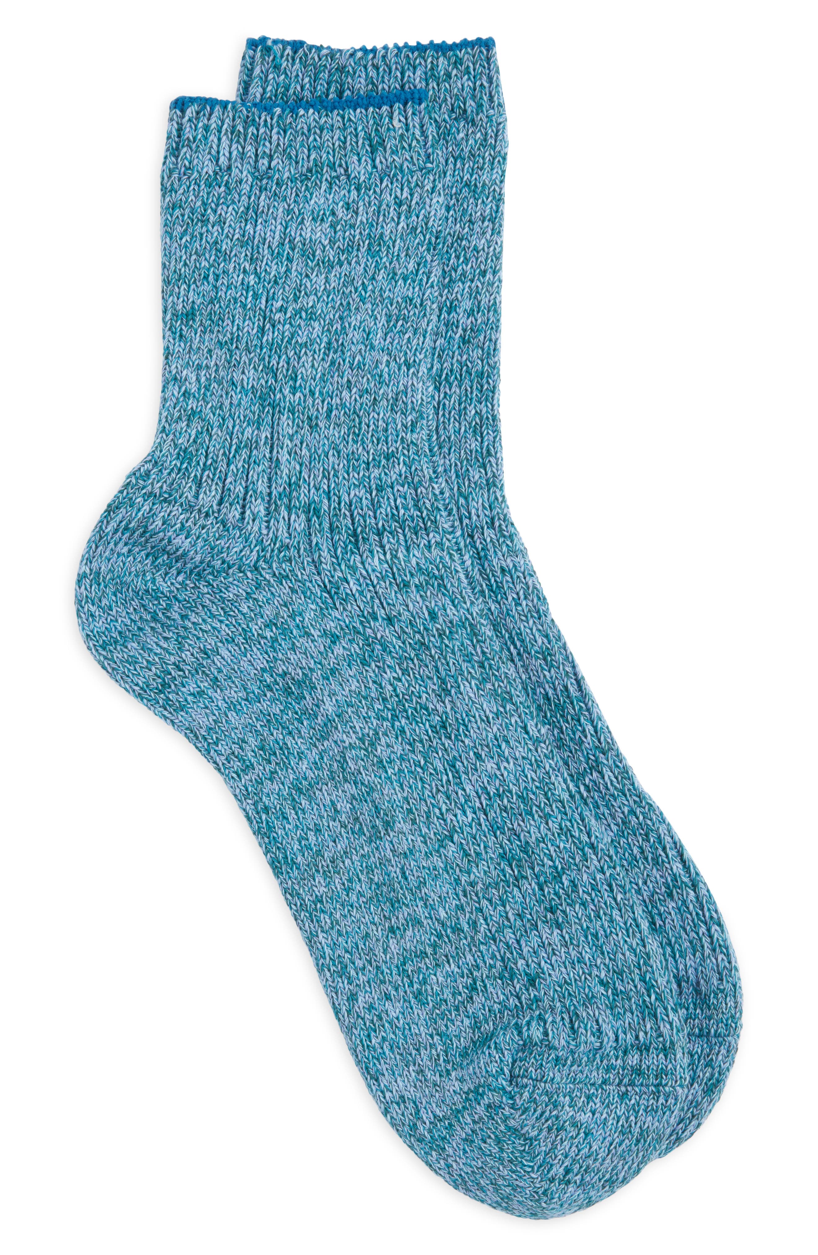 Nordstrom Marl Rib Quarter Boot Sock in Green Teal Multi Cover