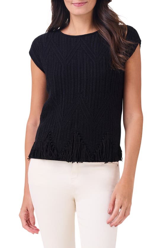 Shop Nic + Zoe Nic+zoe Openwork Sweater Top In Black Onyx