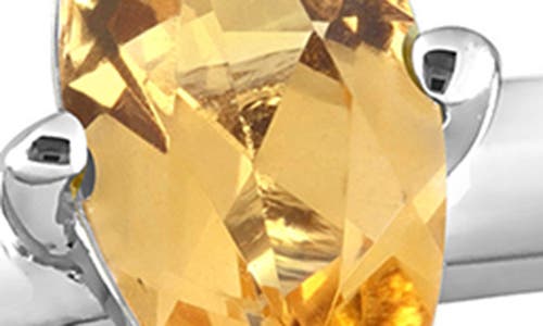 Delmar Sterling Silver Marquise Citrine & White Topaz Ring In Silver/citrine